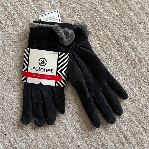 NWT Isotoner Womens Micro Luxe Suede Casual Gloves Size XL Black Classic Warm - Picture 3 of 10